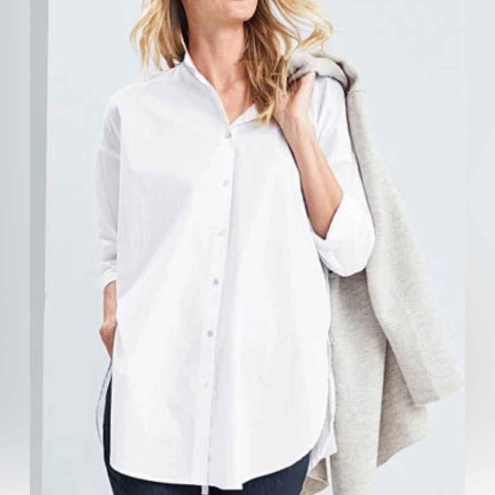 Eileen Fisher White Button-Up Shirt